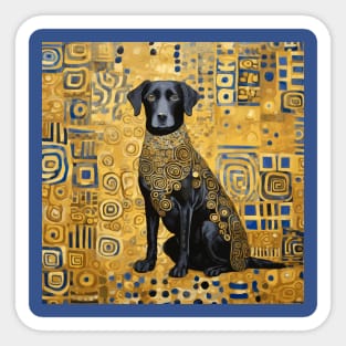 Gustav Klimt Style Dog with Blue and Gold Patterns Sticker